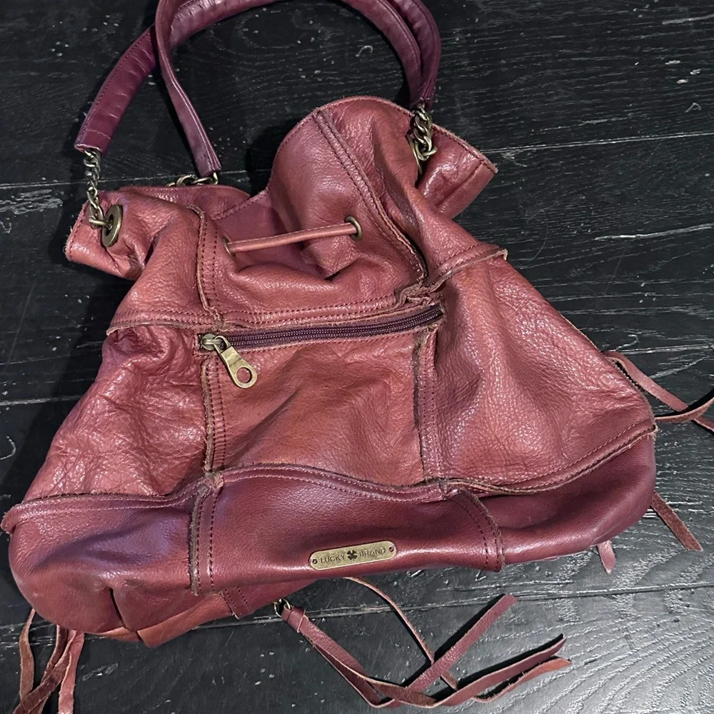 Women's Lucky Brand Leather Drawstring Bucket Bag